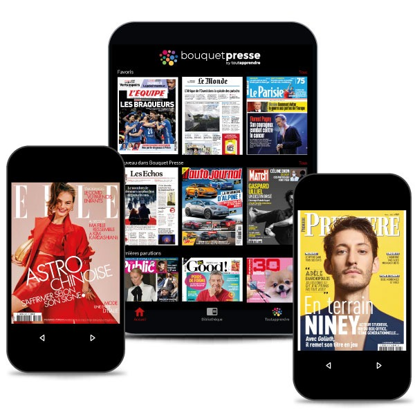 magazines en ligne sur écran tablette